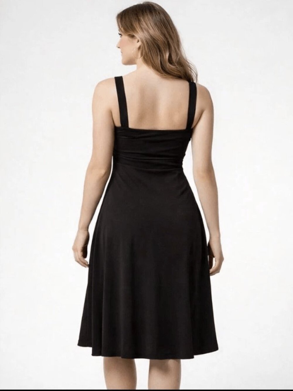 White House Black Market Black Midi Twist-Front Dress sz 10 - Picture 6 of 6